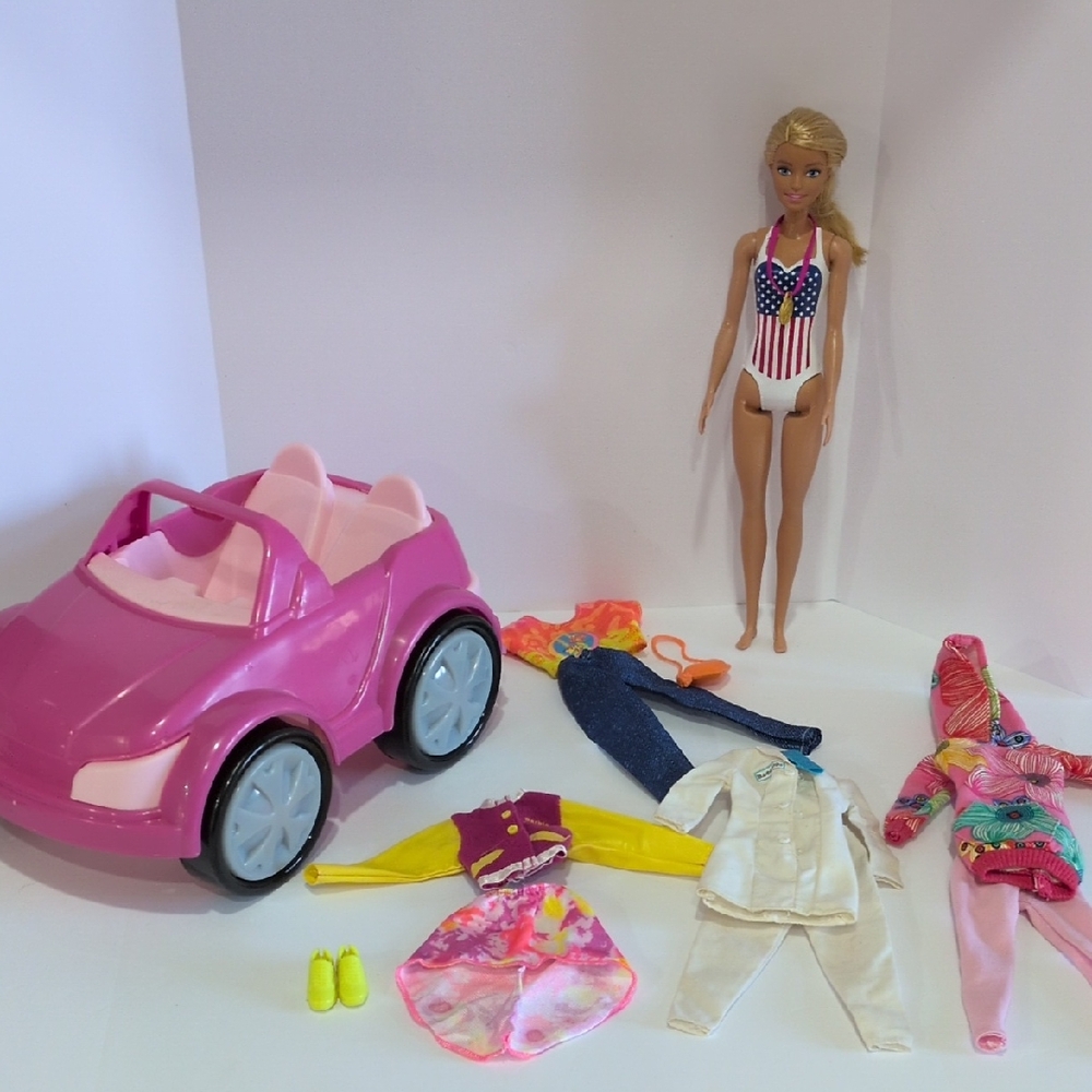 Pre-Med Olympian Barbie With Car & Accessories